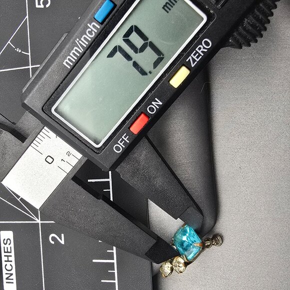 Vintage Aquamarine & Clear Paste Earrings | Screw-Back Glam Statement Jewelry - Picture 9 of 11